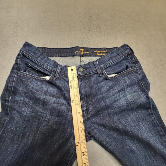 7 For All Mankind Jeans Womans 31 Blue High Waist Boot Cut Distressed Denim - Picture 9 of 12